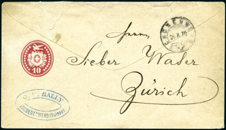 1874-77 10C karminrot, Umschlag kleines Format