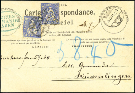 1871 Amtliche, portofreie Postkarte