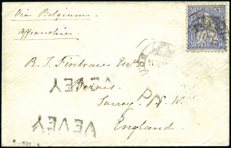 1871 (16. Feb.) 30C ultramarin auf Briefumschlag
