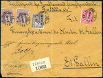 50C lila (2), 10C rot und 5C braun