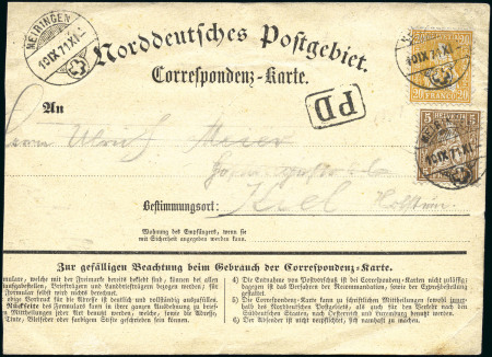 1871 Norddeutsches Postgebiet Correspondenz-Karte