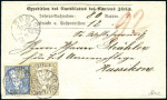 Stamp of Switzerland / Schweiz » Sitzende Helvetia Ungezähnt » 1857-62 Berner Druck, Dickes Papier 2Rp grau mit Sitzende Helvetia gezähnt 10C blau
