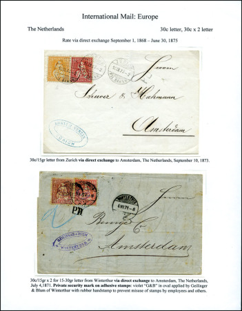 Stamp of Switzerland / Schweiz » Sitzende Helvetia Gezaehnt » Destinationen NIEDERLANDE 1871-73: Zwei Briefe im Direktverkehr