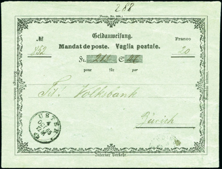 Stamp of Switzerland / Schweiz » Ganzsachen » Postanweisungen - Postkarten 1862 Grüner Briefumschlag 5Cts grün