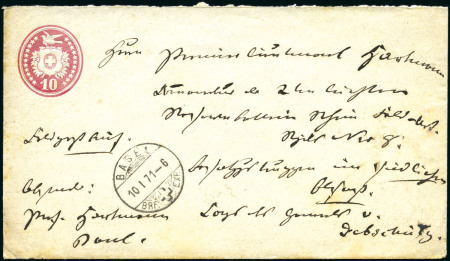1871 (10. Jan.) Tüblibriefe 10C karminrot