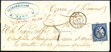 Stamp of France 1849 25c Cérès obl. PC1818 sur lettre de Lyon