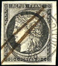 1849 20c noir obl. T15 de Mirebeau en Poitou du 1e