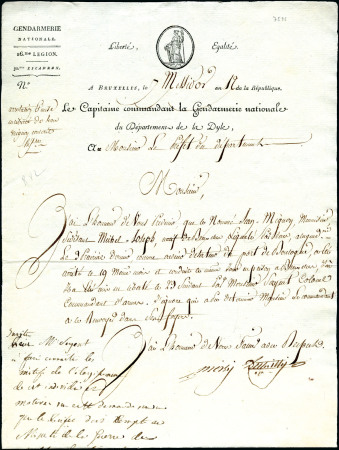 Stamp of France 1803-06, Trois documents de la Gendarmerie