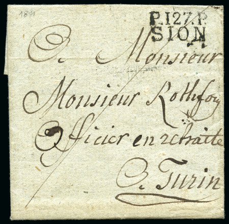 1811 Faltbrief mit Inhalt von Sitten nach Torino