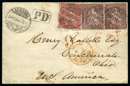 USA 1867: 50C lila (2) und 10C rot