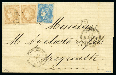 Stamp of France MERSINA Paire de 10c BORDEAUX