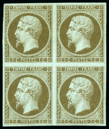 Stamp of France 1c Empire non dentelé en bloc de 4 neuf