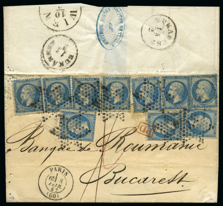 Stamp of France 20c Empire dentelé x10 exemplaires sur lettre