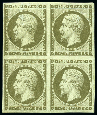 Stamp of France 1c Empire non dentelé en bloc de 4