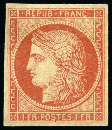 Stamp of France 1849 1F vermillon FAUX SPERATI, neuf sans gomme