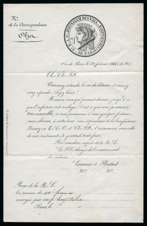 FRANC-MAÇONNERIE 1866 Lettre de Paris pour l'Isère