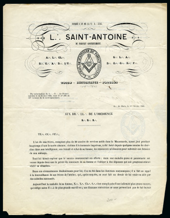 FRANC-MAÇONNERIE 1863-1868, Lot de 16 lettres