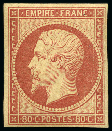 Stamp of France 80c rose Empire non dentelé