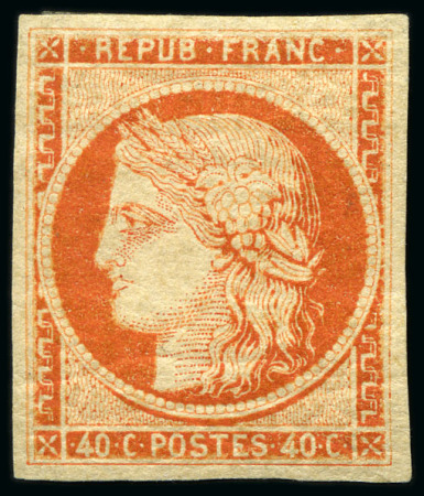 1849 40c orange foncé, neuf avec gomme d'origine