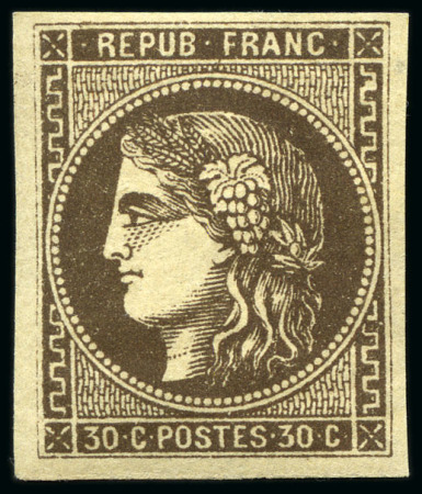 1870 Bordeaux 30c brun noir, neuf avec gomme