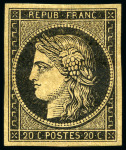 1849 20c noir sur jaune et 20c noir sur blanc