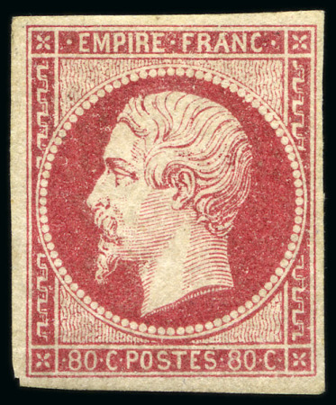 Stamp of France 80c rose Empire non dentelé, neuf sans gomme, TB