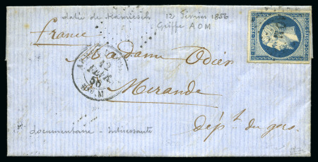 Stamp of France 20c bleu obl. AOM sur lettre de Kamiesch