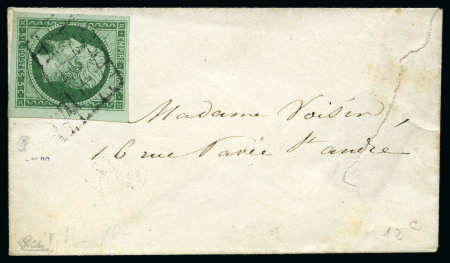Stamp of France 5c vert Empire non dentelé avec petit bdf oblitéré