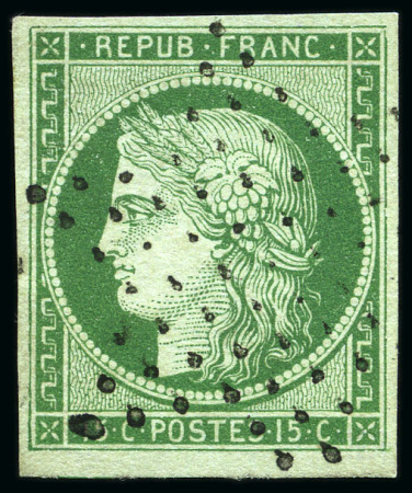 Stamp of France 1849 15c vert, belle oblitération étoile