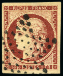 1849 1F carmin, 4 exemplaires avec 4 oblitérations
