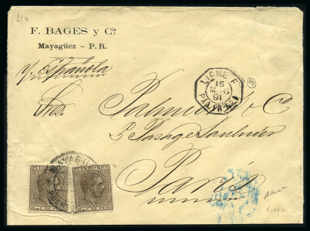 1891 Lettre de Mayaguez avec 8c brun de Porto Rico
