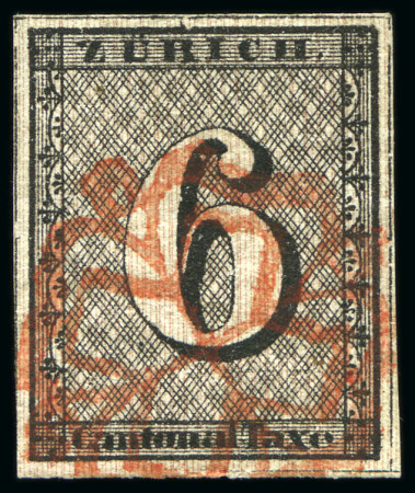 Stamp of Switzerland / Schweiz » Kantonalmarken » Zürich 6Rp (Type II, 87. Marke), senkrechte Untergrundlinien