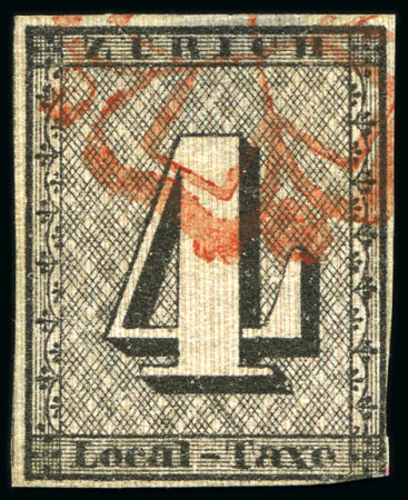 Stamp of Switzerland / Schweiz » Kantonalmarken » Zürich 4Rp (Type III), senkrechte Untergrundlinien