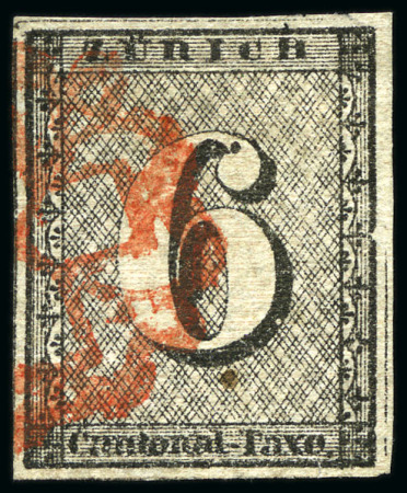 Stamp of Switzerland / Schweiz » Kantonalmarken » Zürich 6Rp (Type V), waagrechte Untergrundlinien