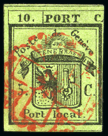 Stamp of Switzerland / Schweiz » Kantonalmarken » Genf Linke Hälfte Doppelgenf mit Genfer Rosette