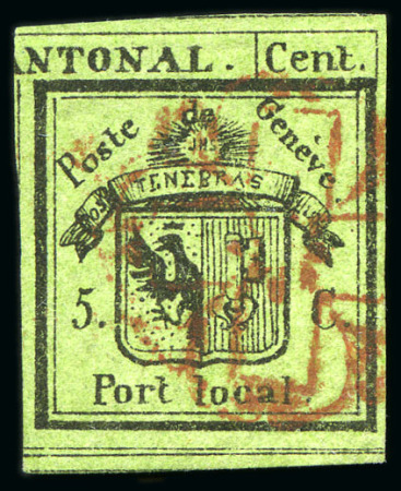 Stamp of Switzerland / Schweiz » Kantonalmarken » Genf Rechte Hälfte Doppelgenf mit Genfer Rosette AW Nr.2