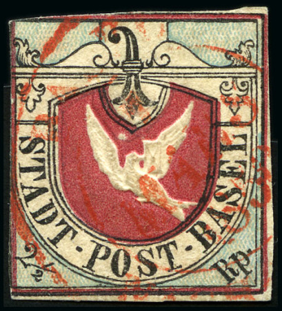 Stamp of Switzerland / Schweiz » Kantonalmarken » Basel Basler Taube mit Plattenfehler im roten Wappen