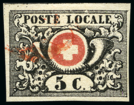 Stamp of Switzerland / Schweiz » "Waadt", "Neuenburg", "Winterthur" Waadt 5C tiefschwarz (46. Marke des 100er Bogens)