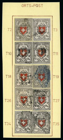 Stamp of Switzerland / Schweiz » Orts-Post und Poste Locale Orts-Post mit Kreuzeinfassung: Teil-Typentafel
