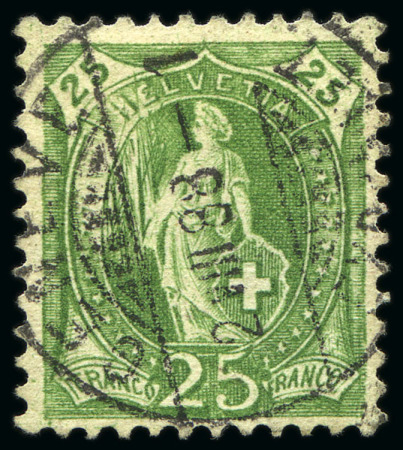 1882-93 25C gelblichgrün, gezähnt 11 3/4