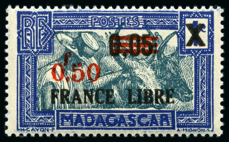 Stamp of Colonies françaises » Madagascar (Poste française) 1931 Yv. 241A Variété bleu clair et vert clair