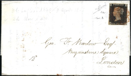 Stamp of Great Britain » 1840 1d Black and 1d Red plates 1a to 11 1840 (Jul 31) Printed notice of dividends paid by 