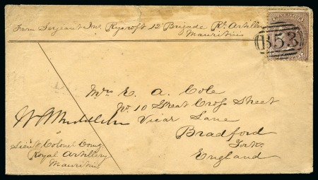 Stamp of Mauritius » Later Issues 1860-63 De La Rue no watermark 1d brown paying concession rate