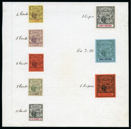 1900-05 Arms issue, De La Rue Appendix E sheets with imperforate colour trials