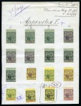 1900-05 Arms issue, De La Rue Appendix E sheets with imperforate colour trials