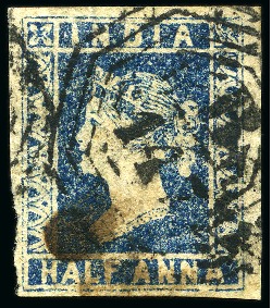 1854 1/2a Blue with "B/147" octagonal numeral of P