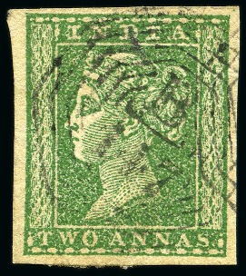 Stamp of India 1854 2a Green with "B/147" octagonal numeral of PE