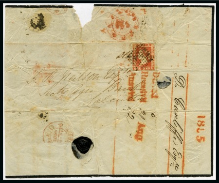 Stamp of Burma 1855 (Aug 15) Mourning wrapper from Akyab to Calcu