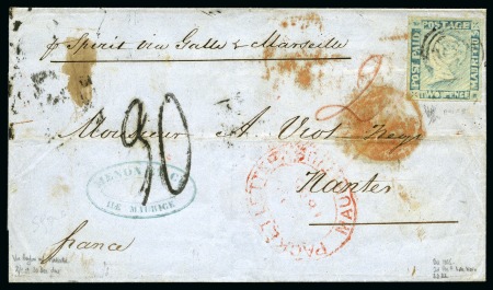 Stamp of Mauritius » 1848-59 Post Paid Issue » Worn Impressions (SG 16-22) 1855-58 2d pale blue (late worn impression, pos.8)