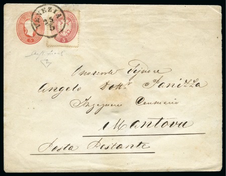 Stamp of Italian States » Lombardy Venetia 1851 5s red large-format postal-stationery entire 